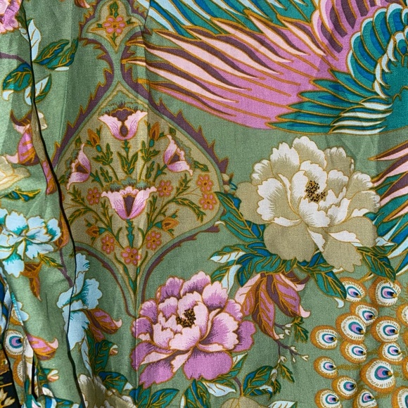 Sage and pink Floral Peacock Belted Kimono Cardi - Picture 8 of 10